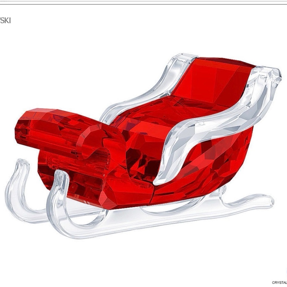 “Retired” Swarovski Red and Clear Crystal Sleigh
